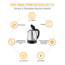 Kent Vogue 1500W 1.2 Litre Electric Kettle (Stainless Steel) Silver