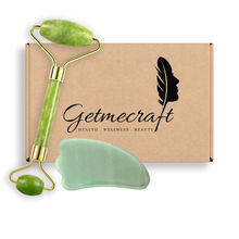 Getmecraft Jade Roller For Face Massager And Wing Shape Gua Sha Facial Massage Tool Set
