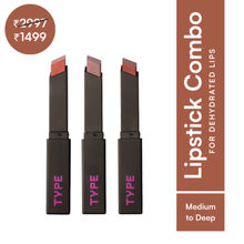 Type Beauty Creamy Matte Lipstick Combo Pack With Squalane For Dry Lips - 8 Hr Stay - Deep Nudes
