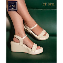 CHERE Luxe Pearl Embellished Beige Wedges Heels