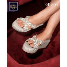 CHERE Grey Crystal Embellished Wedges Heels