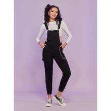 MIXT by Nykaa Fashion Black Square Neck Overall Dungaree