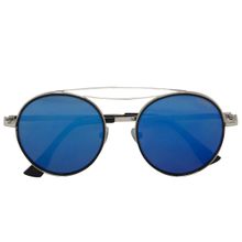 Enrico Silver Polycarbonate Round Razor Unisex Sunglasses