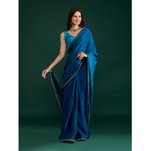 Gajra Gang Navy Blue Tissue Saree without Blouse with Embroidery Nani's Almari
