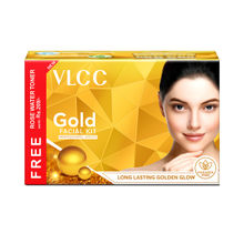 VLCC Gold Facial Kit for Bright and Radiant Complexion + Free Rose Water Toner