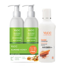 VLCC Almond Body Lotion (Buy 1 Get 1) & Sandal Cleansing Milk Combo