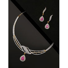 Priyaasi Pink Gold-Plated Ad-Studded Handcrafted Jewellery Set