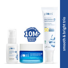 Plum Niacinamide Serum, Moisturizer & Sunscreen Kit For Bright, Blemish-Free, Hydrated Skin