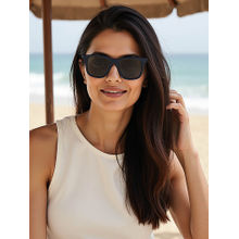 John Jacobs Unisex Full Polarised Uv Protected Stylish & Premium Rectangle Black Lens Sunglasses
