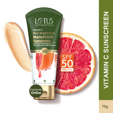 Lotus Botanicals 100x Vitamin C Matte Fluid Sunscreen, Sun Protect & Skin Brightening, SPF 50, PA+++