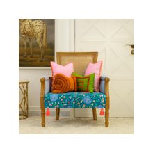 THROW PILLOW Blue Bear Printed with White Corner Tassels Sofa Cover