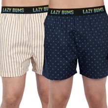 LAZY BUMS Men's Combed Cotton Breeze Boxer Shorts Regular Fit Boxers (Pack Of 2)