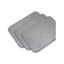 Black Gold Premium Velvet Leaf Design Anti-Slip Floor Mat Grey (Pack of 3)