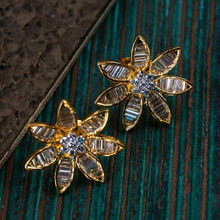 Azalea Flower Gold Plated Stud Earrings