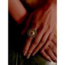 ZARIIN Green Gold Plated Handcrafted Adjustable Ring