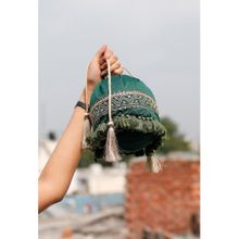 Tjori Mirza Emerald Green Dupion Silk Potli Bag