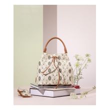 The Leather Garden Womens Florida Bucket Bag Pistachio with Pouch