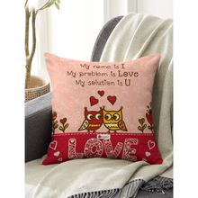 Indigifts Day Gift Love Quote Cute Birds Couple Doodle Pink Cushion Cover 16x16 inch