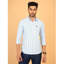 Wrangler Men Striped Blue Regular Fit Shirt