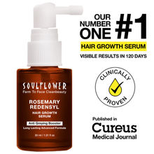 Soulflower Hair Growth Serum - Redensyl, Rosemary, Melanogray, Anagain - Anti Greying Booster