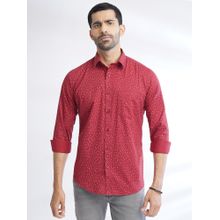 Greenfibre Mens Red Cotton Printed Shirt