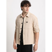 THE BEAR HOUSE Mens Beige Relaxed Fit Shacket