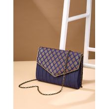 Fabindia Navy Blue Woven Polyester Clutch