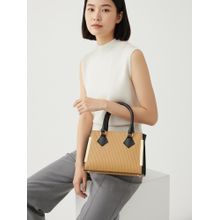 Fabbhue Mustard Textured Synthetic Leather Handheld Bag