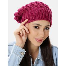 Magic Needles Pink Self Design Beanie