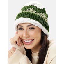 Magic Needles Green Self Design Beanie