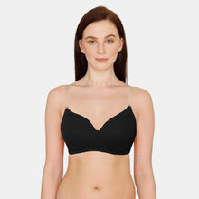 Zivame Mid Fashion Medium Padded Non Wired 3/4th Coverage Backless Bra - Black