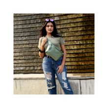 Sassora Genuine Leather Green Unisex Fanny Pack (M)