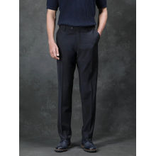 Rare Rabbit Arlo Black Plain Relaxed Fit Trouser