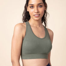 Nykd by Nykaa Essential Cotton Sports Bra , Nykd All Day-NYK 059 - Green
