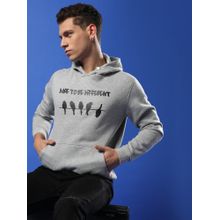 Campus Sutra Men Light Grey Dare To Be Different Hooded Sweatshirt with Kangaroo Pocket