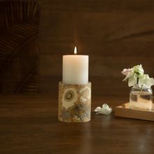 Ellementry Fleur D'or Wooden Candle Holder for Home Decoration (Small)