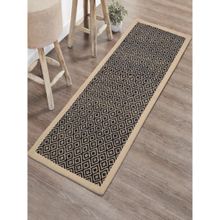 Saral Home Diamond Jute & Cotton Woven Anti-Slip Strong Border Runner 40x120 cm Black