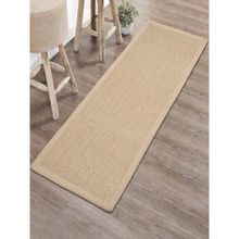 Saral Home Chevron Jute & Cotton Woven Anti-Slip Strong Border Runner 40x120 cm Beige