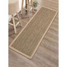 Saral Home Chevron Jute & Cotton Woven Anti-Slip Strong Border Runner 40x120 cm Black