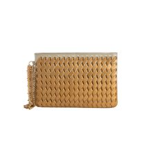 Devina Juneja Symphony & Symmetry Long Weave Pouch In Gold-Silver