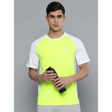 Alcis Men Lime Green White Colourblocked Dry Tech T-Shirt