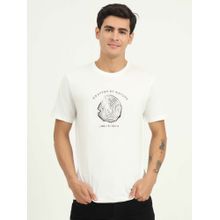 Greenfibre White Printed Slim Fit T-shirt