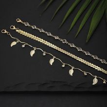 Carlton London Set of 3 Gold Plated Multi-Layered Anklet