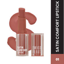 Swiss Beauty Satin Comfort Smooth Glide, Highly Pigmented , Ultra Hydrating Lipstick -1 Barely Nude