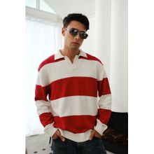 Bonkers Corner Men Red Cotton Colorblock Regular Fit Polo T-Shirt
