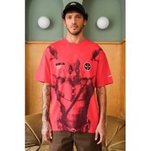 Bonkers Corner Men Red Cotton Graphic Regular Fit T-Shirt