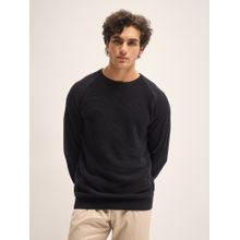 THE BEAR HOUSE Textured Cotton Round Neck Black T-Shirt