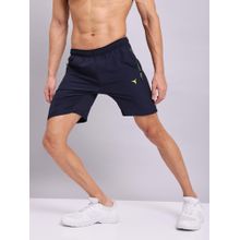 Technosport Mens Navy Blue TECHNOLITE Solid Slim Fit Sports Shorts