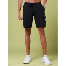 Technosport Mens Black TS FLEXI Solid Slim Fit Sports Shorts