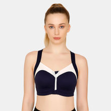 Zivame High Impact Padded Front-Open Zipper Sports Bra - Blue